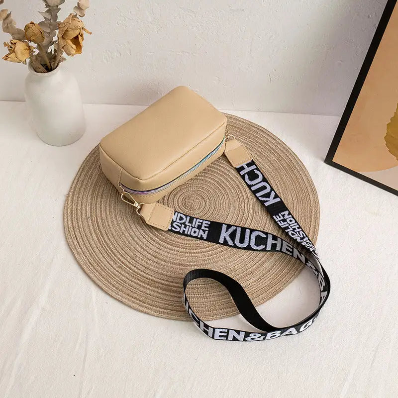 Medium PU Horizontal Square Bag with Three-Dimensional Pocket