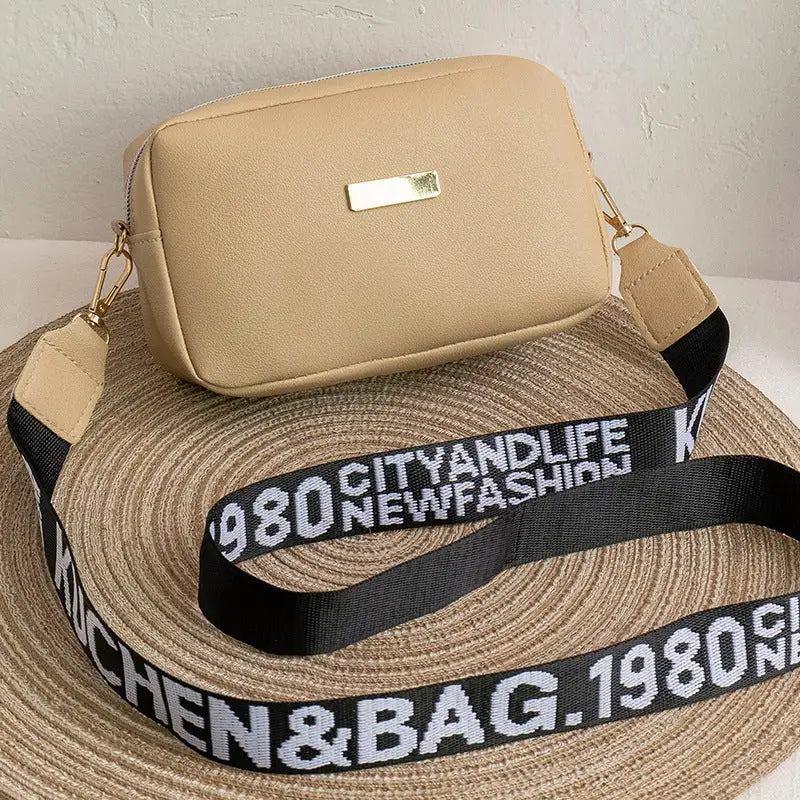 Medium PU Horizontal Square Bag with Three-Dimensional Pocket - Brown