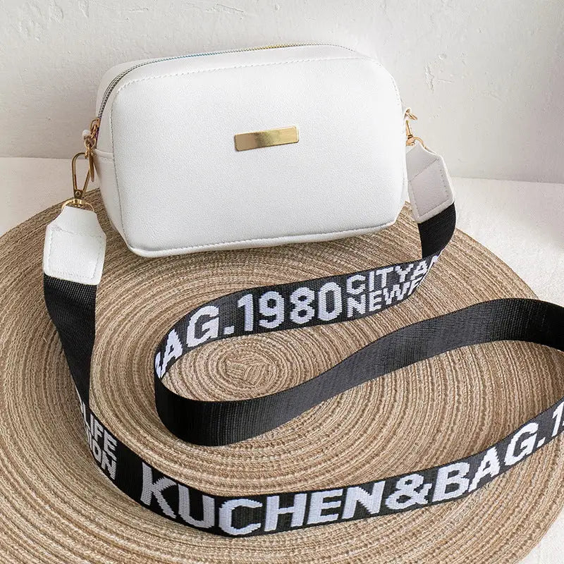 Medium PU Horizontal Square Bag with Three-Dimensional Pocket - White