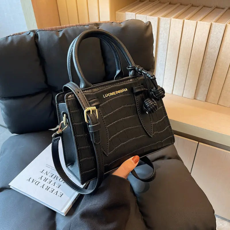 Medium PU Leather Urban Handbag with Sandwich Pocket