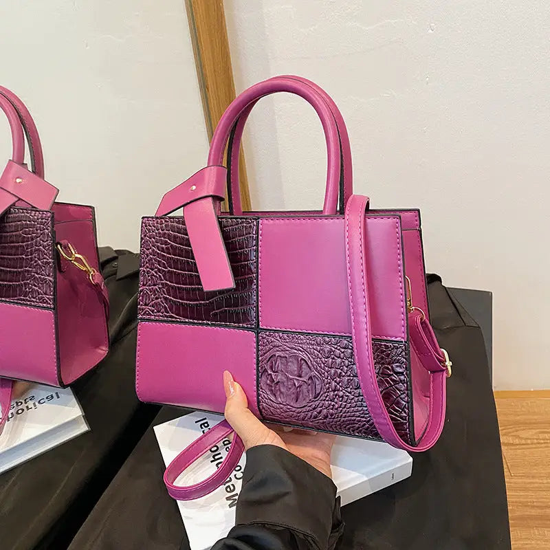 Medium PU Leather Women’s Crossbody Bag with Outer Slit Pocket - Purple