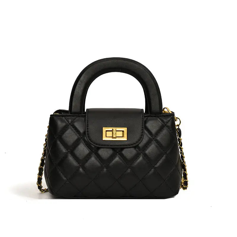 Medium PU Square Handbag with Three-Dimensional Outer Pocket