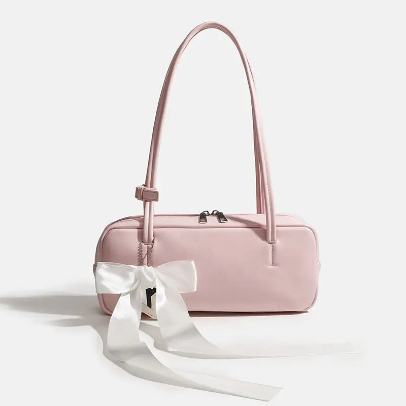 Medium PU Square Handbag with Urban Simplicity in Pink White or Black - Pink