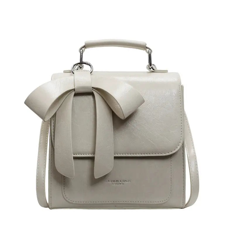 Medium PU Square Handbag with Zipper Pocket in Multiple Colors - Beige