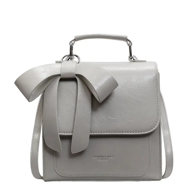 Medium PU Square Handbag with Zipper Pocket in Multiple Colors - Gray