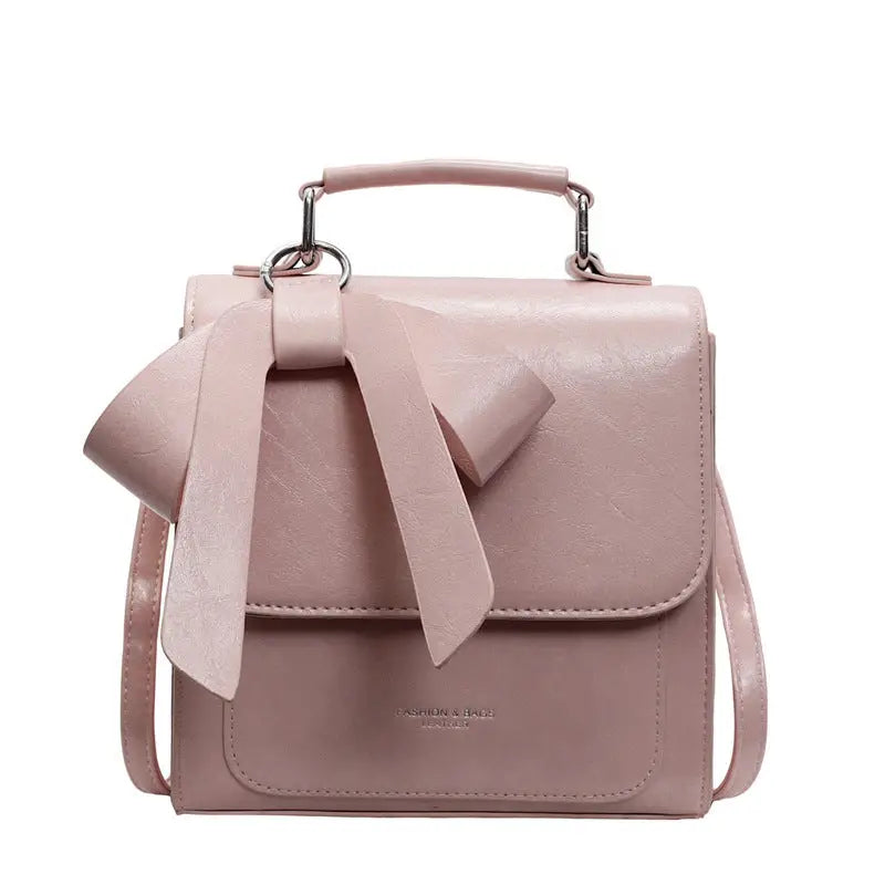 Medium PU Square Handbag with Zipper Pocket in Multiple Colors - Pink