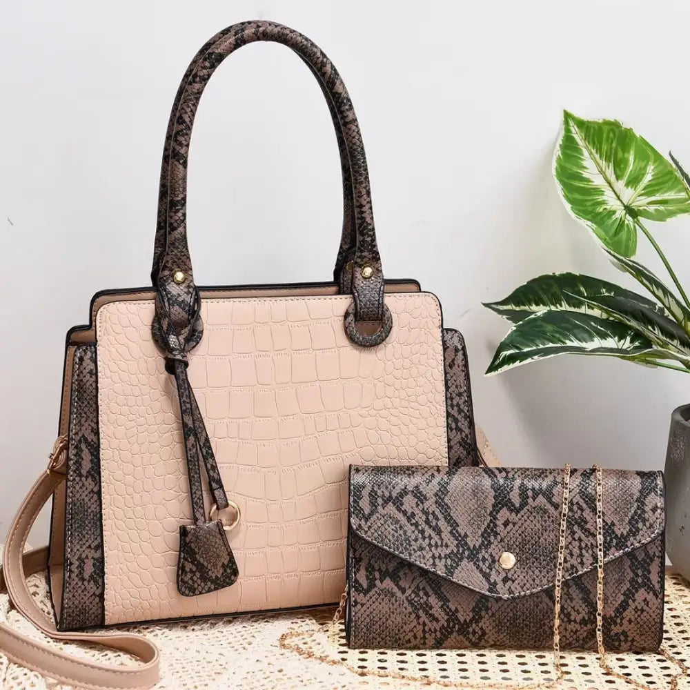 Medium PU Square Suitcase Bag with Slit Pocket and Zipper Compartment - Khaki