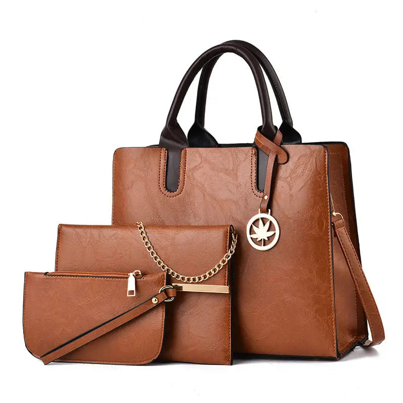 Medium PU Suitcase Horizontal Square Bag with Multiple Pockets - Yellowish Brown