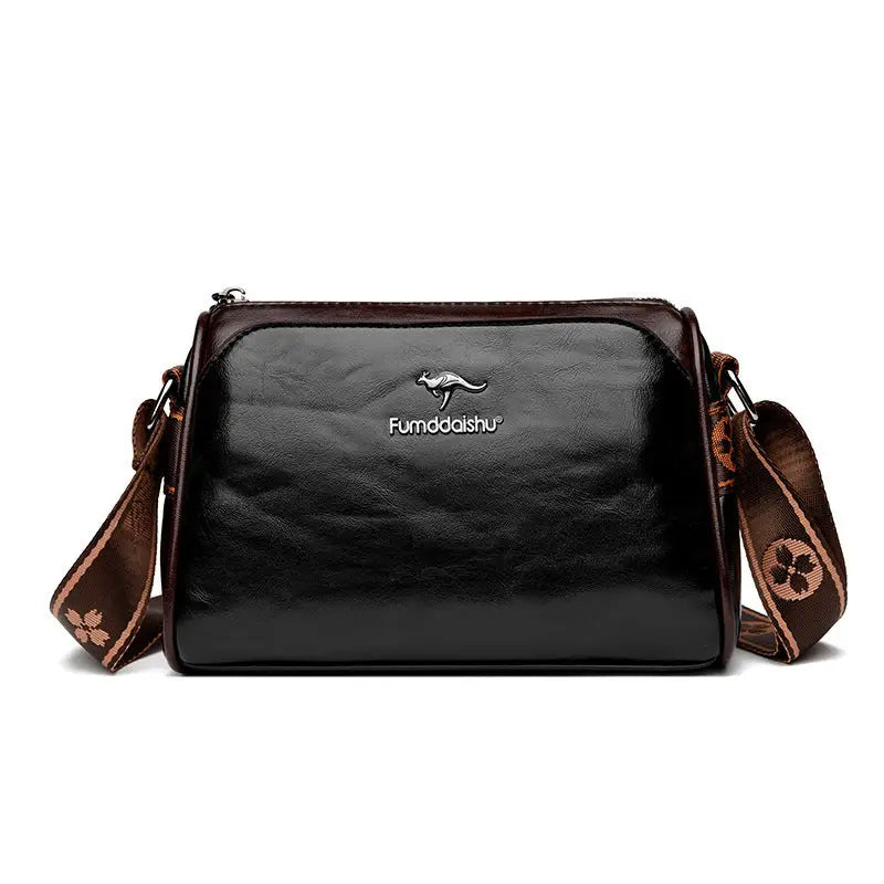 Medium PU Suitcase Pillow Bag with Zipper and Multiple Pockets - Black