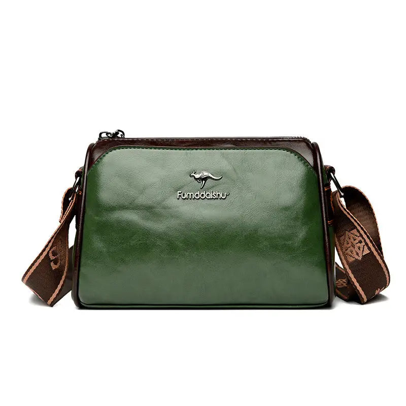 Medium PU Suitcase Pillow Bag with Zipper and Multiple Pockets - Green