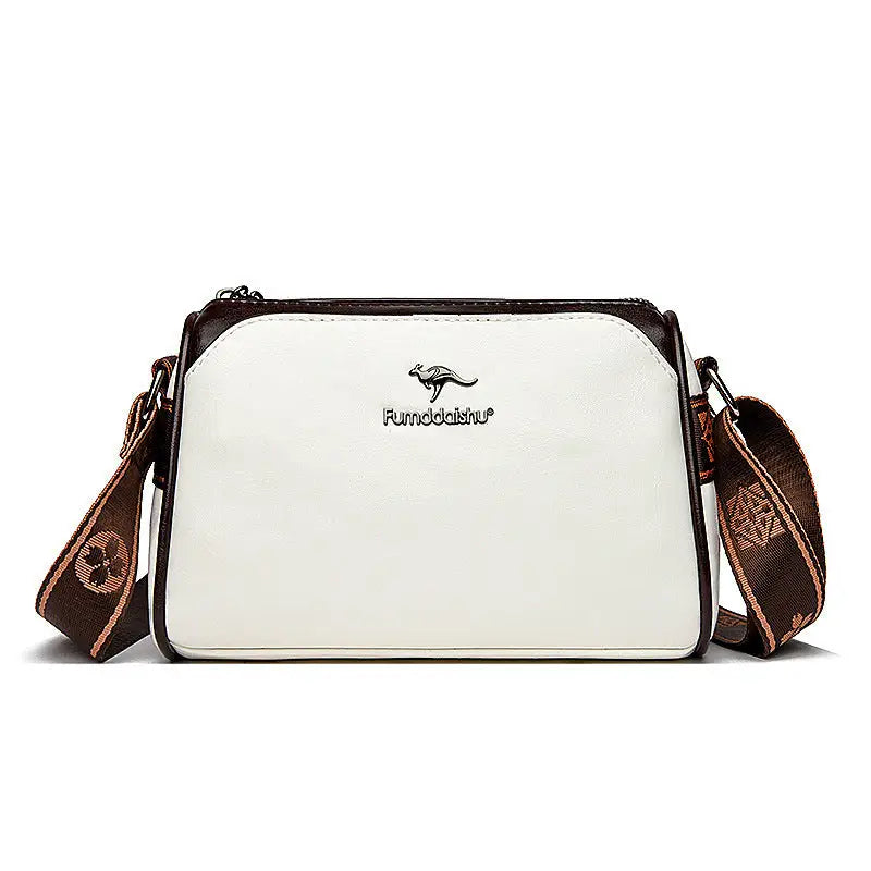 Medium PU Suitcase Pillow Bag with Zipper and Multiple Pockets - White