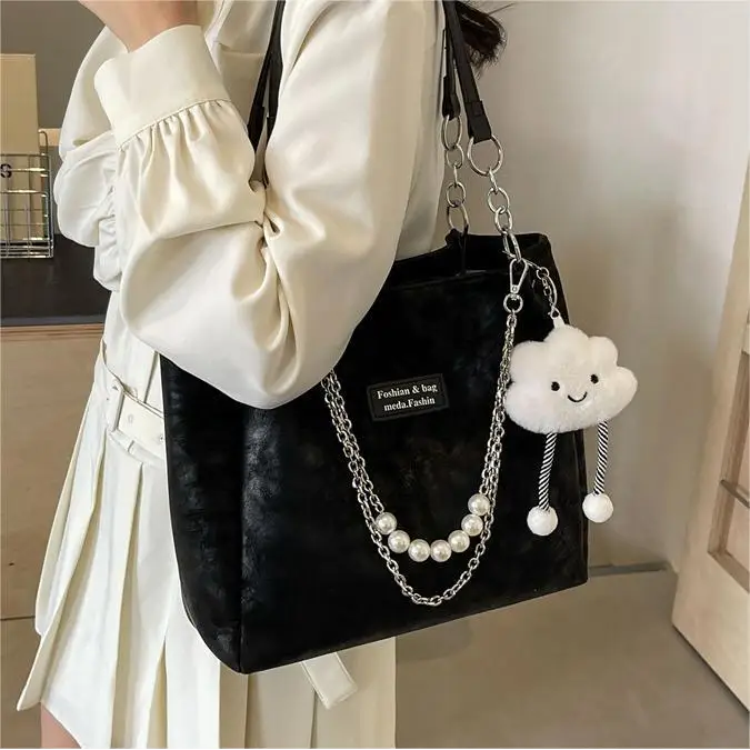 Medium PU Suitcase Style Square Bag with Internal Zipper and Hanging Piece