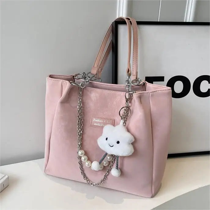 Medium PU Suitcase Style Square Bag with Internal Zipper and Hanging Piece