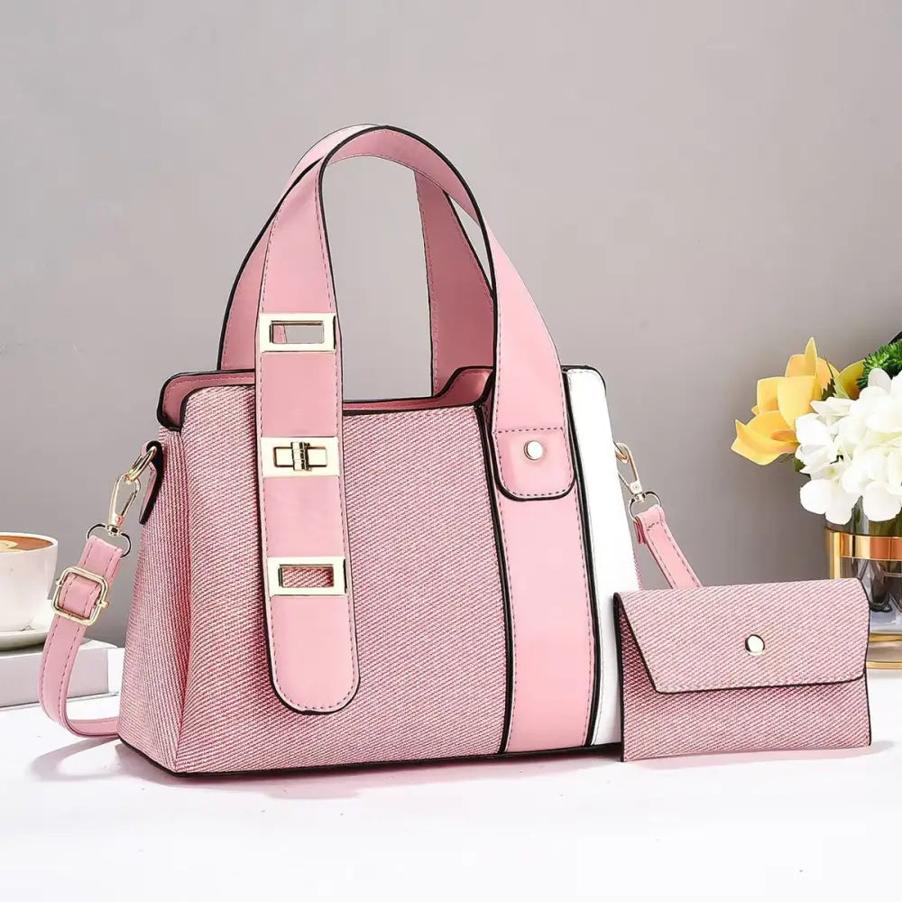 Medium PU Suitcase with Zipper and Sandwich Pocket in Multiple Colors - Pink