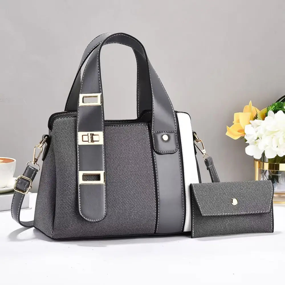 Medium PU Suitcase with Zipper and Sandwich Pocket in Multiple Colors - Gray