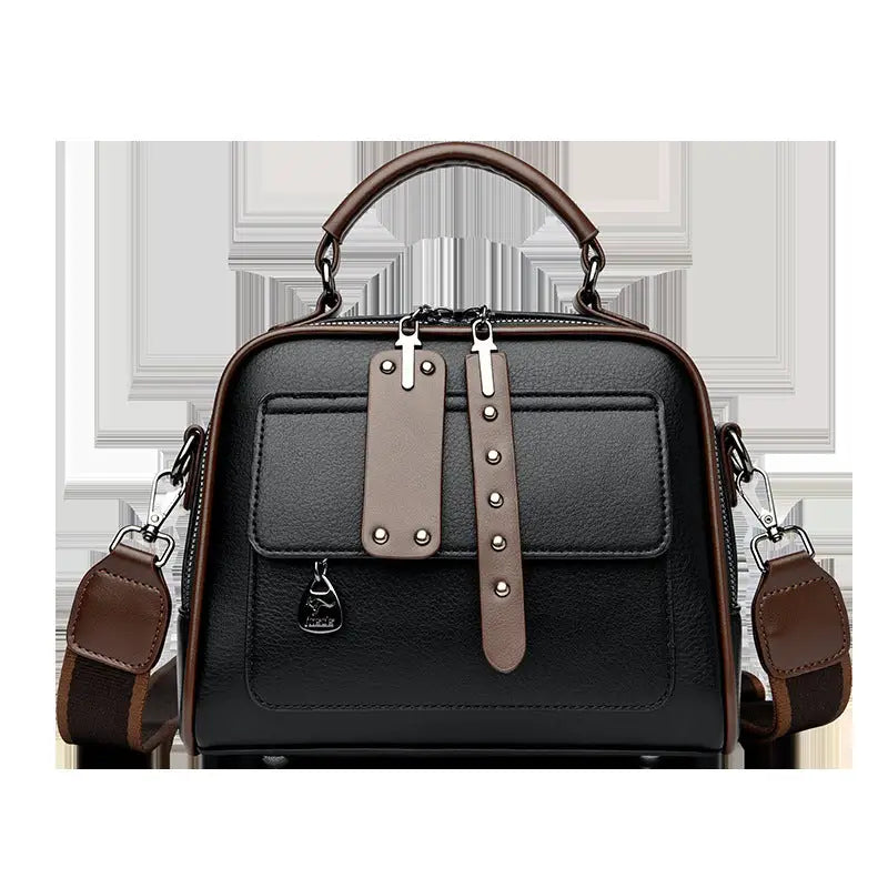 Medium Soft PU Handbag with Three Dimensional Pocket