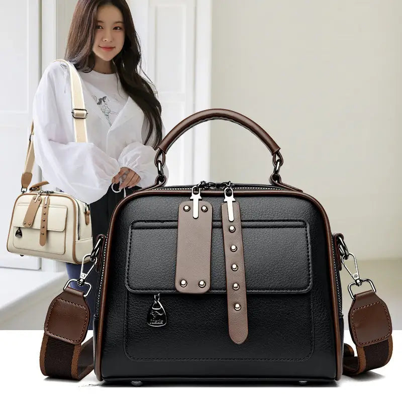 Medium Soft PU Handbag with Three Dimensional Pocket