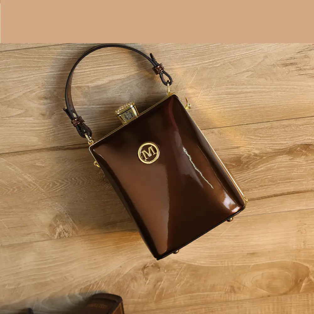Medium Square PU Suitcase with Polyester Lining and Multiple Color Options - Bronze