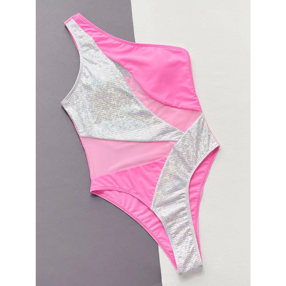 Mesh Splicing Integrated Bikini One Piece