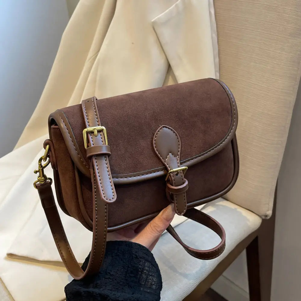 Messenger Bag with Single Shoulder Strap in Wine Red Brown and Light Brown - Coffee