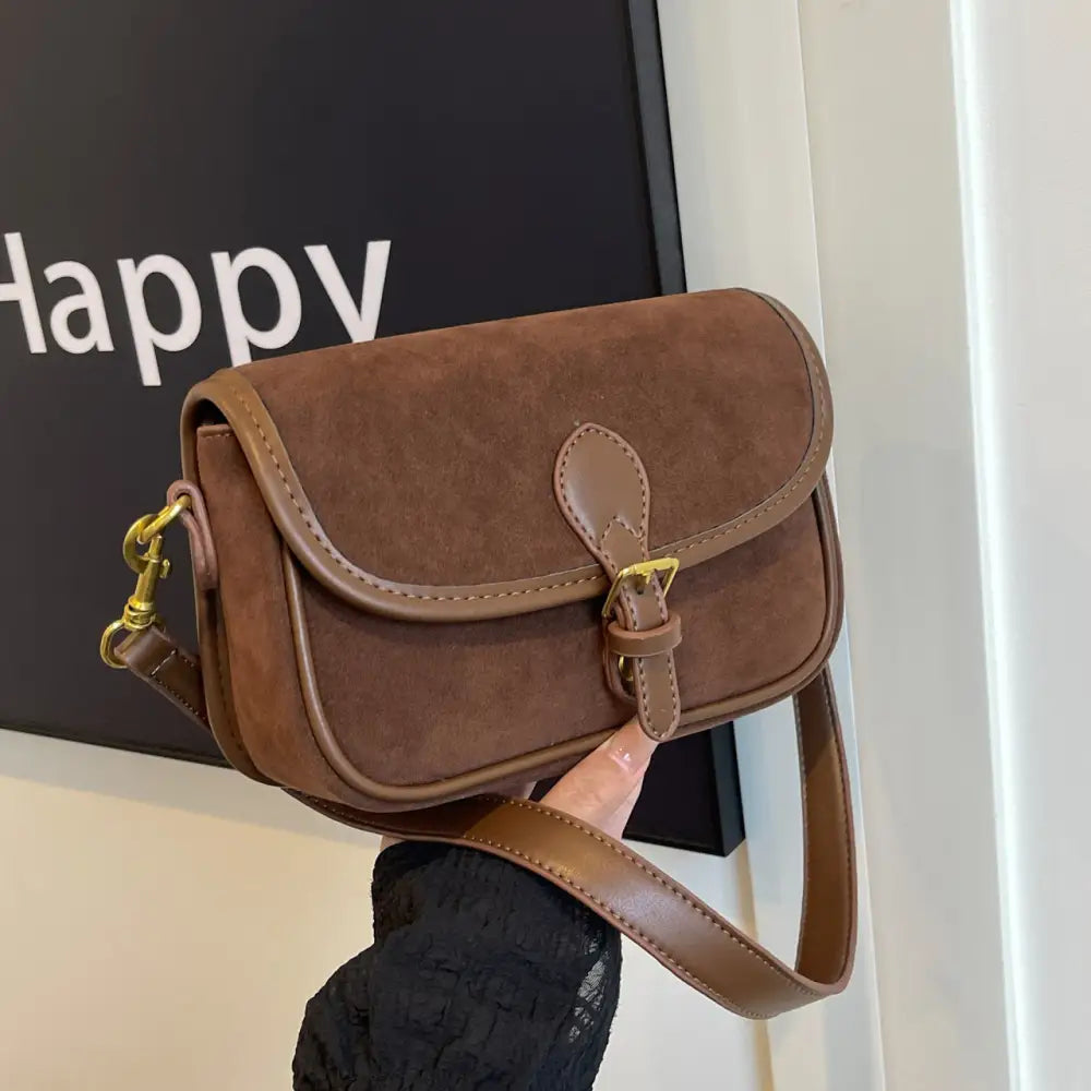 Messenger Bag with Single Shoulder Strap in Wine Red Brown and Light Brown - Light Brown