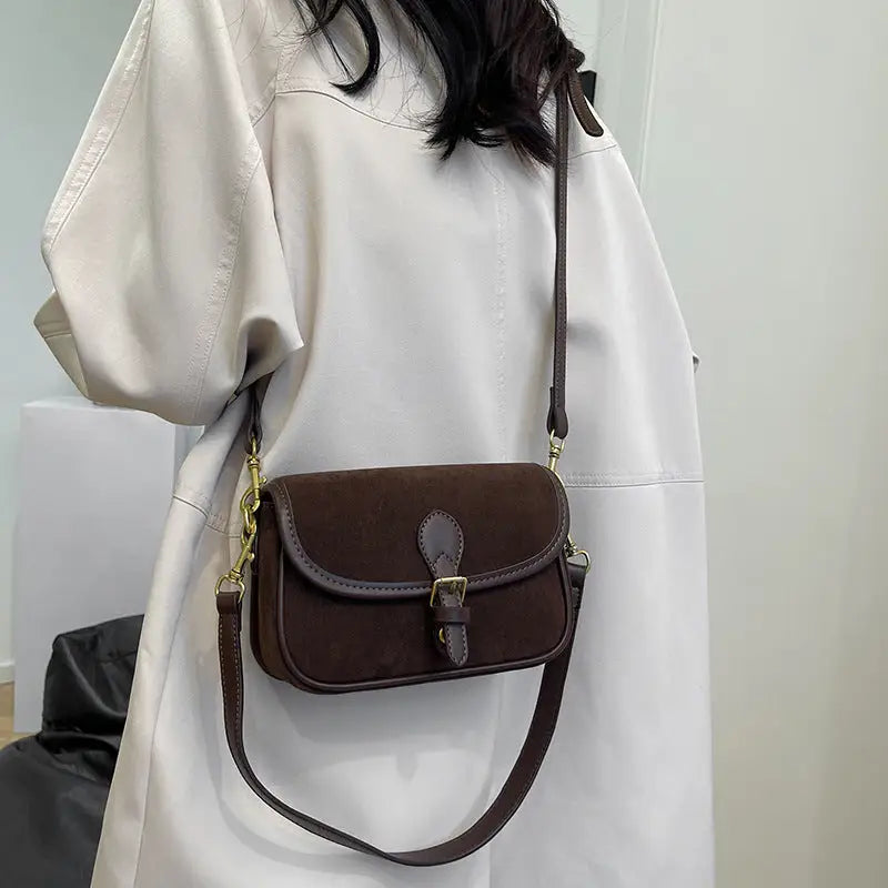 Messenger Bag with Single Shoulder Strap in Wine Red Brown and Light Brown