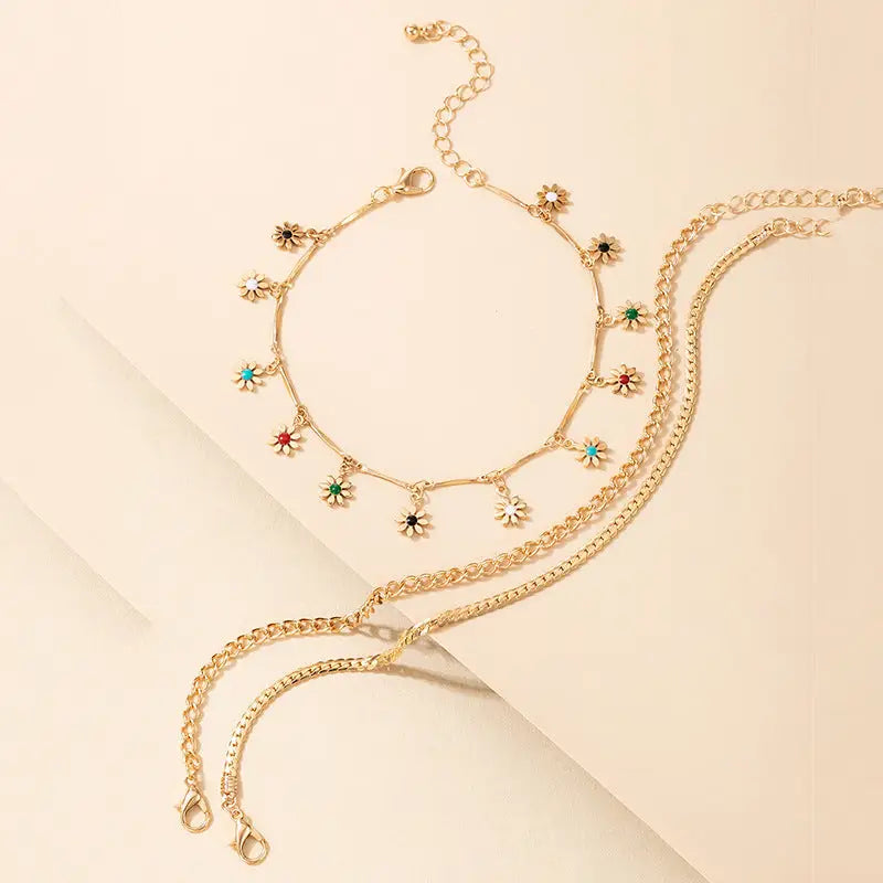 Metal Rose Tassel Anklet - 21839 Style