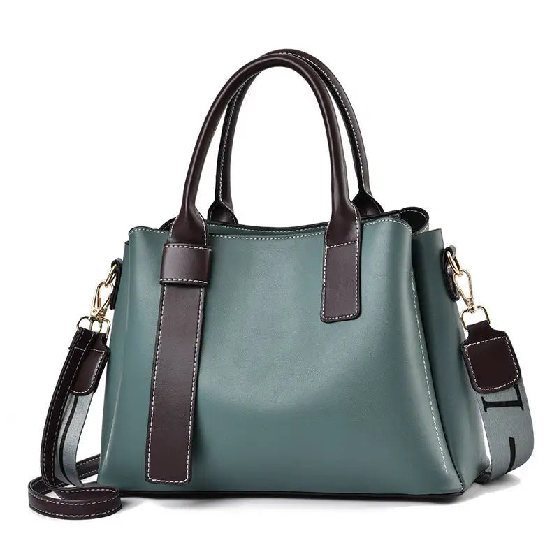 Multicolor Polyester PU Bag with Internal Zipper and Multiple Compartments - Green
