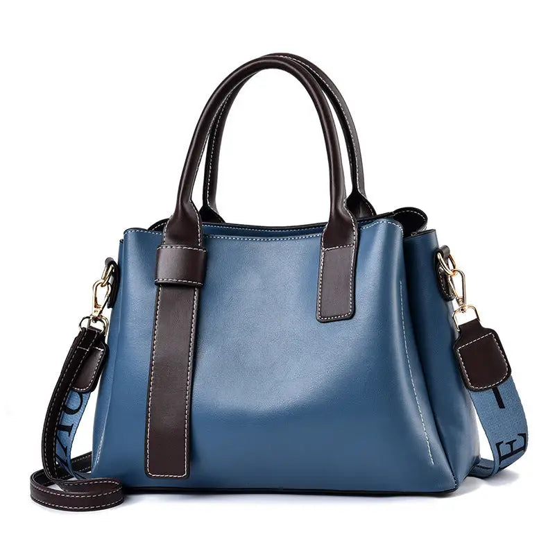 Multicolor Polyester PU Bag with Internal Zipper and Multiple Compartments - Blue
