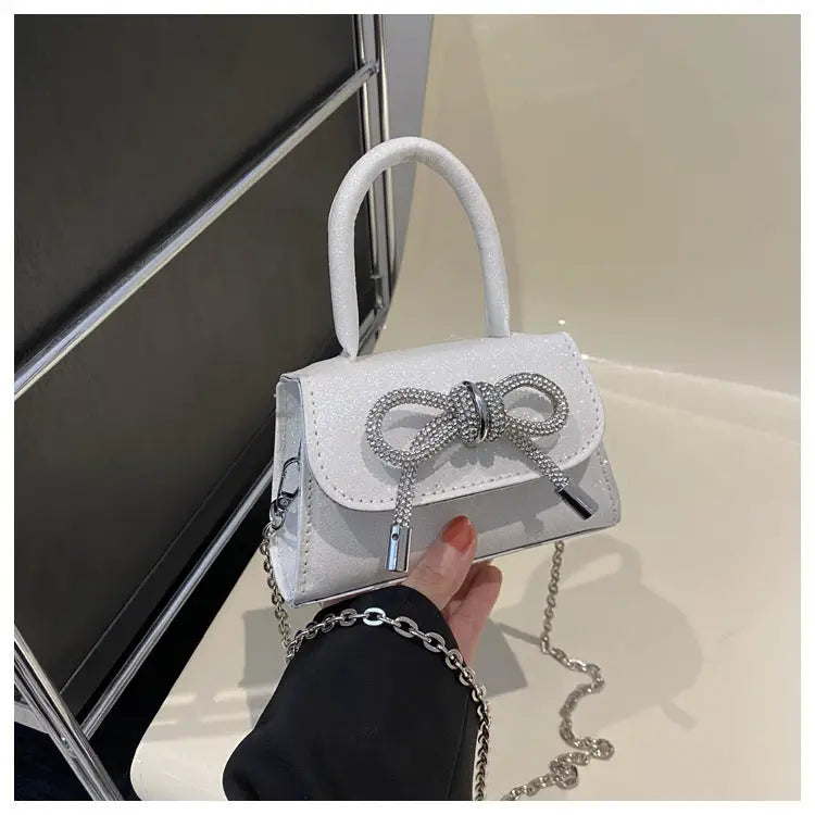 Nylon Lined Soft PU Square Bag with Internal Zipper and Sandwich Pocket - White