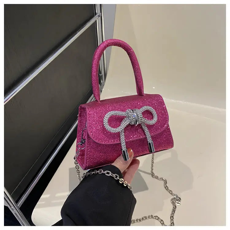 Nylon Lined Soft PU Square Bag with Internal Zipper and Sandwich Pocket - Rose Pink