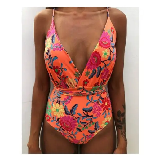 One Piece Swimsuit Backless Monokini Swimwear Women - F / XL