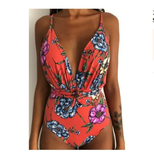 One Piece Swimsuit Backless Monokini Swimwear Women - H / S