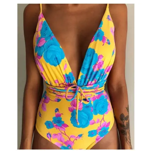 One Piece Swimsuit Backless Monokini Swimwear Women - O / L