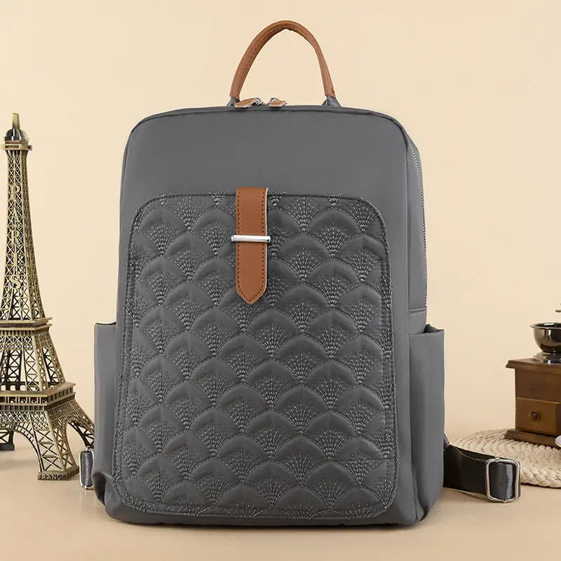 Oxford Cloth Tote Bag with Split Pocket and Phone Compartment - Gray
