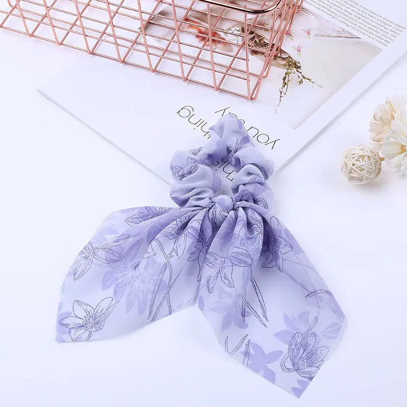 Pearl Bow Intestine Hair Band - Purple