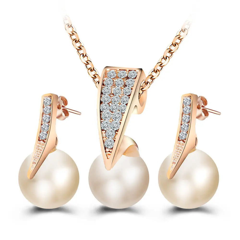 Pearly Duo Necklace Set - Picture color