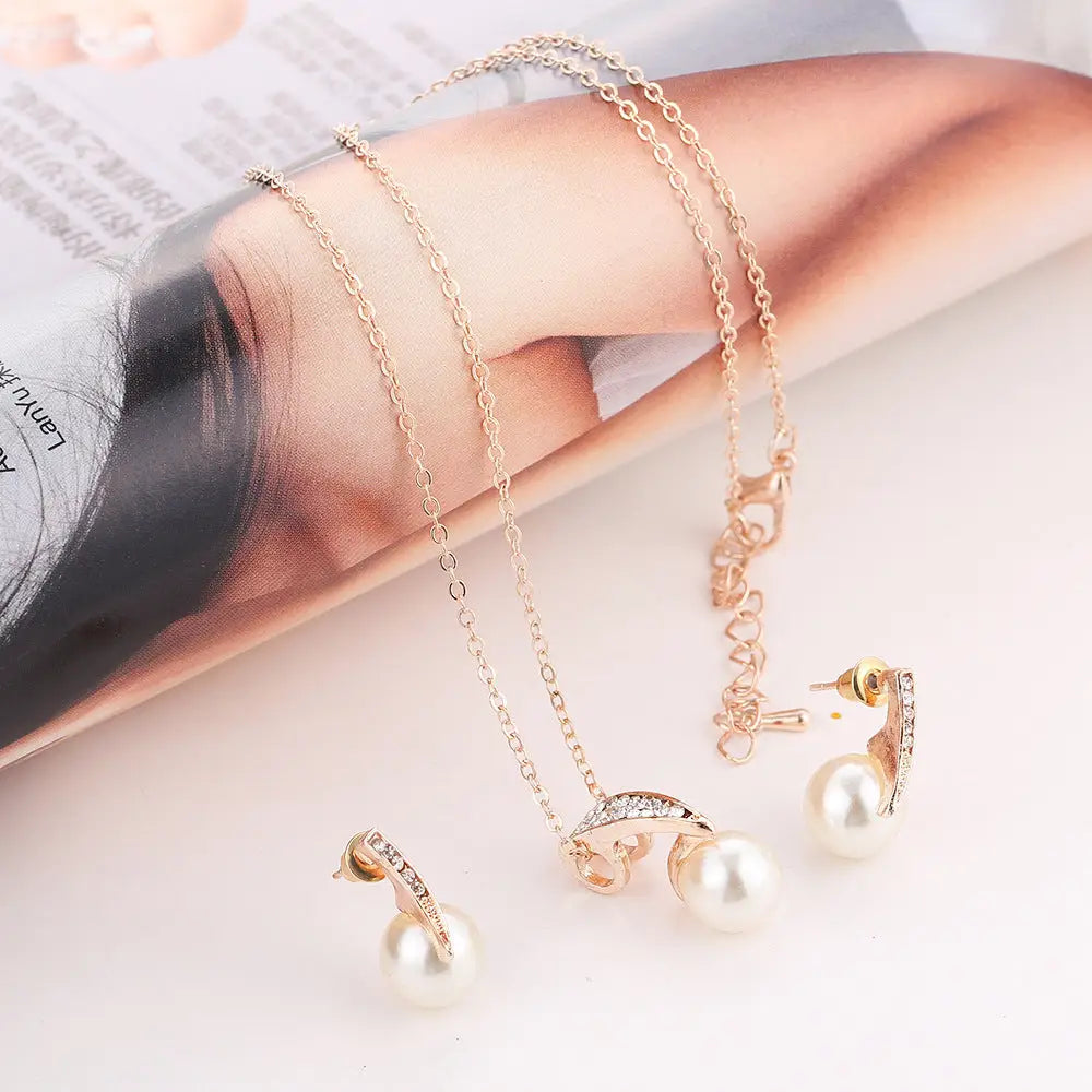 Pearly Duo Necklace Set - Picture color