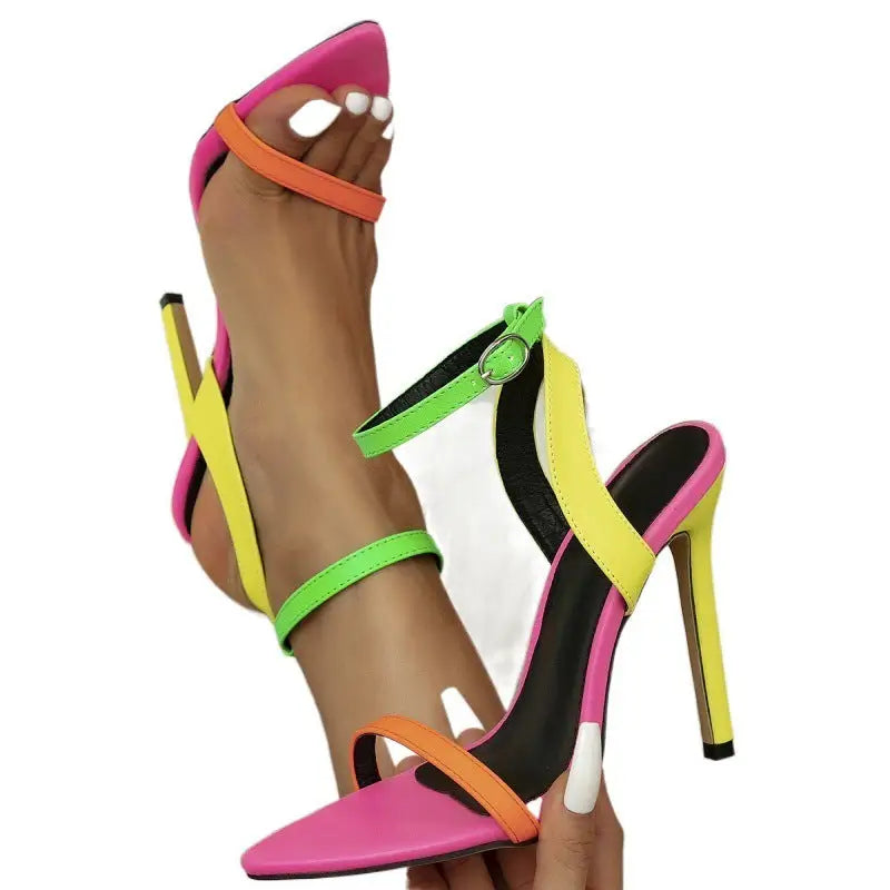 Peek Point Color Block Heels