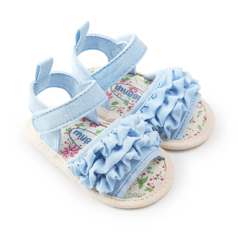 Petal Paws: Soft Sole Shoes for Baby Girls - Blue / 11cm