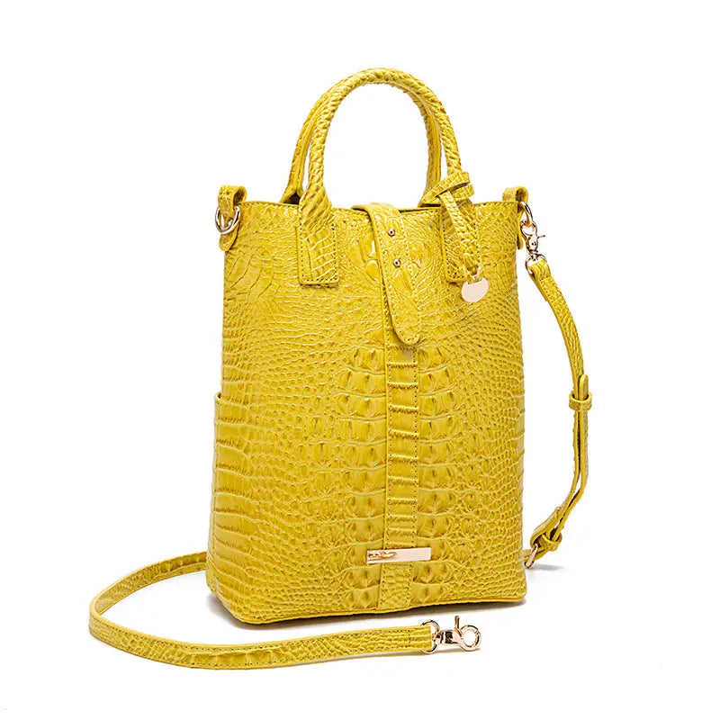 PG-396 PU Suitcase Square Vertical Shoulder Bag Multiple Colors - Yellow
