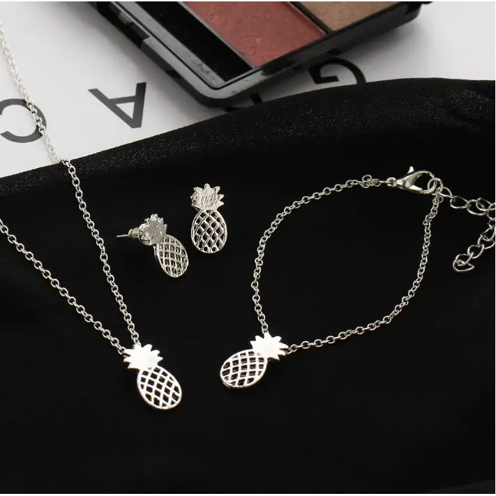 Pineapple Bliss: Hollow Stud Earrings Set