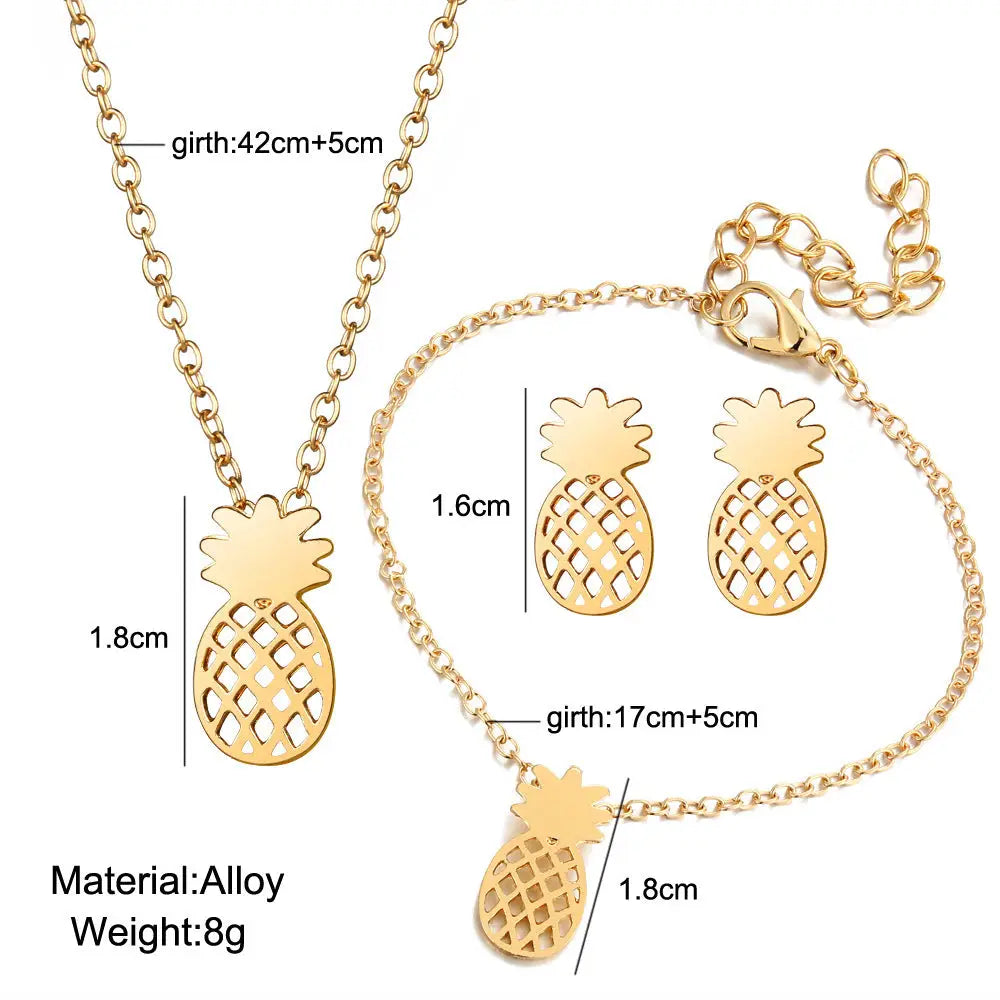 Pineapple Bliss: Hollow Stud Earrings Set