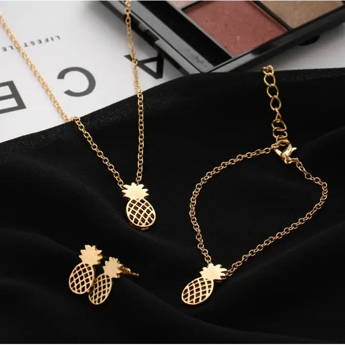 Pineapple Bliss: Hollow Stud Earrings Set