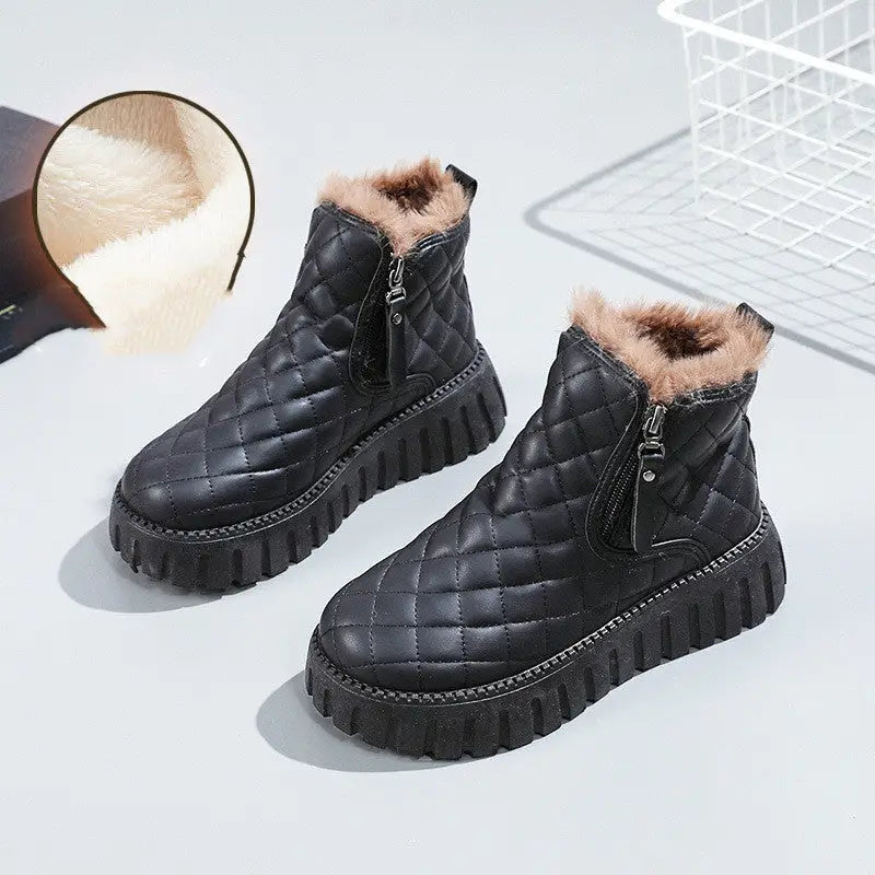 Plaid Ankle Platforms - Black / Size35 - 4