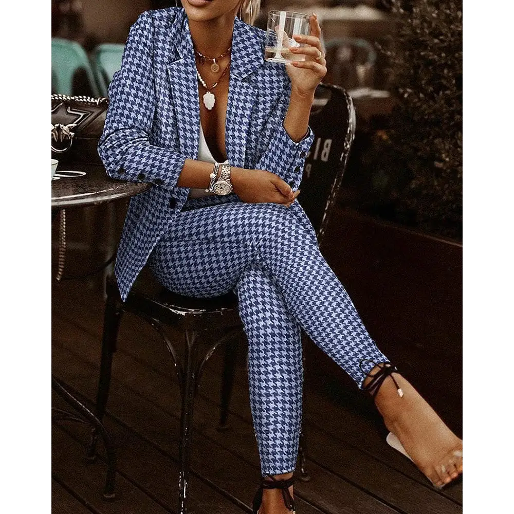 Plaid Chic Suit Set - 4