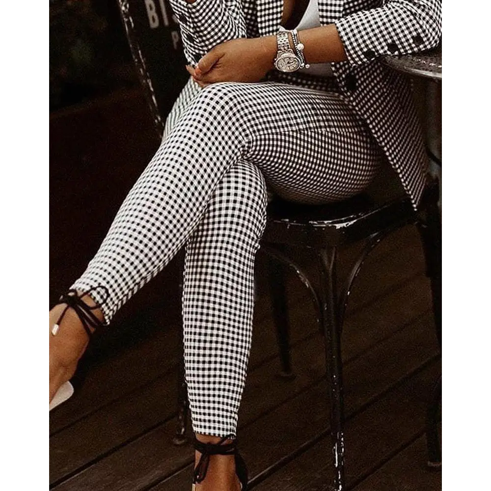 Plaid Chic Suit Set - 4