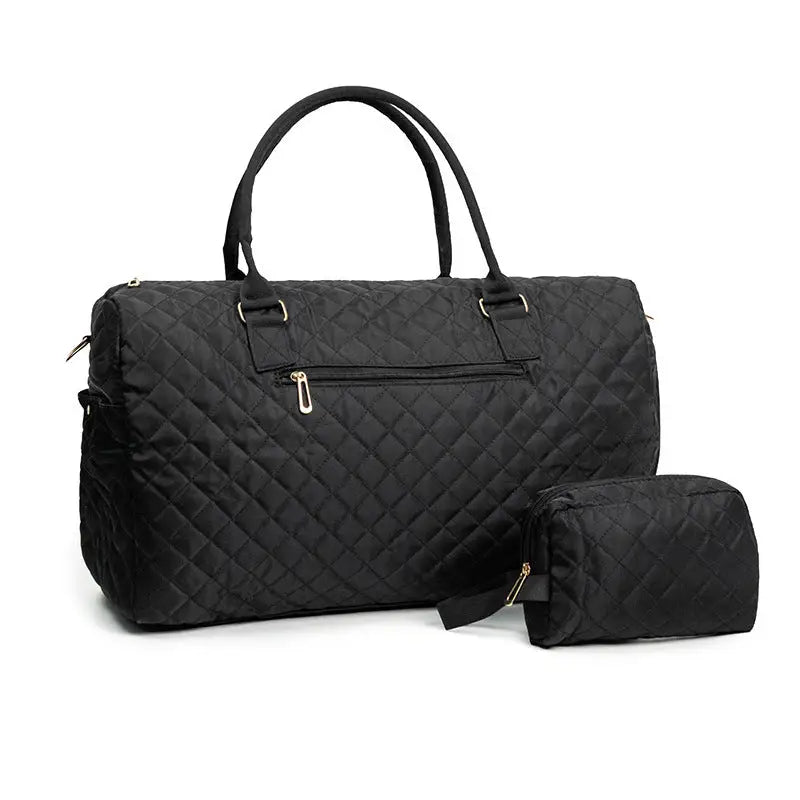 Plaid Retro Travel Bag for Men and Women Polyester European American Style - Black