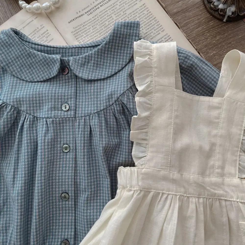 Plaid Romper Sling & Overskirt