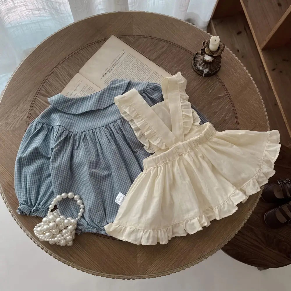 Plaid Romper Sling & Overskirt